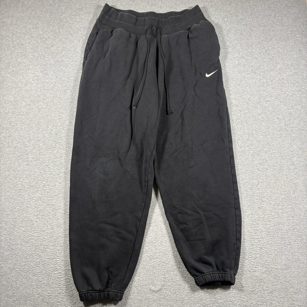 Nike Womens Phoenix Fleece Oversized Sweatpants Joggers High Rise Black L DQ5887